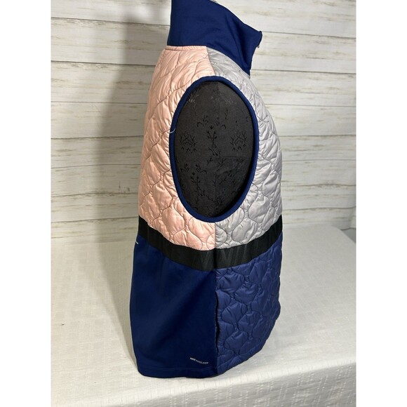 NIKE Aerolayer Womens Colorblock Quilted Puffer Full Zip RUNNING Vest Size LARGE - Picture 9 of 16